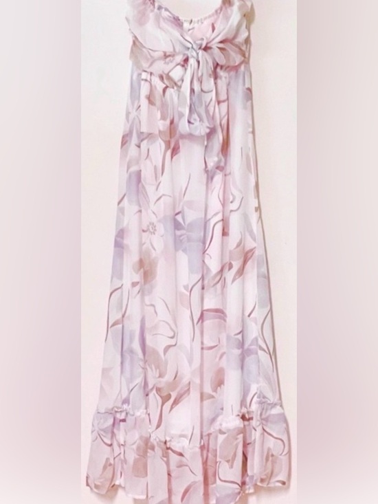 white birch Dresses & Skirts - White Birch Pastel Abstract Print Strapless Maxi Dress w/ Ruffle Hem: Small
